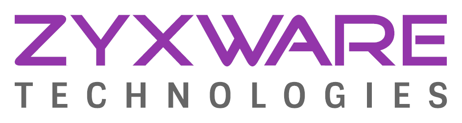 Zyxware Technologies logo with Zyxware in purple text and Technologies beneath it in grey text.