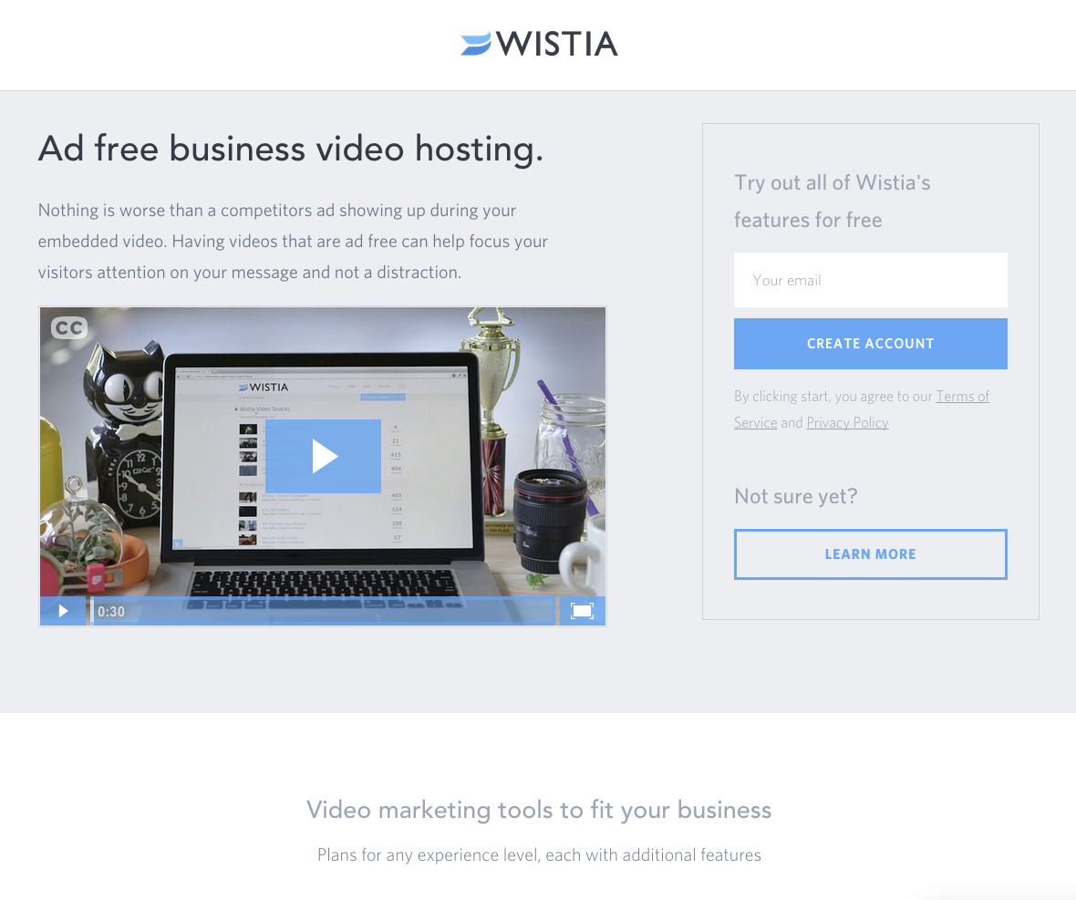 Wistia Landing Page marketing automation