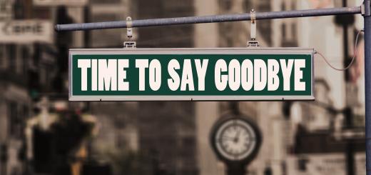 Photo of a street sign saying 'Time to say goodbye'