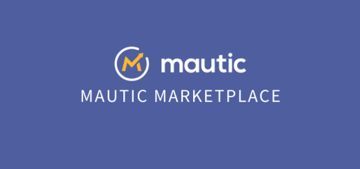 White text saying Mautic Marketplace with Mautic logo above it on a dark purple background.
