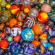 A photo of many different coloured marbles