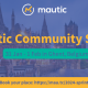 Image of Ghent in the background with blue overlay partly transparent, Mautic logo at the top, 'Mautic Community Sprint' in yellow large letters in the centre, '31 Jan - 1 Feb in Ghent, Belgium' in blue text on green background below it, yellow bar at the bottom with 'book your place: https://mau.tc/2024-sprint'