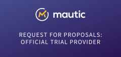 Mautic logo with text which says 'Request for proposals: Official trial provider'.